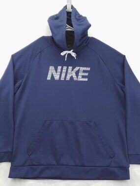 Nike Hoodie Mens 2XL Blue Dri-Fit Long Sleeve Performance Drawstring Pullover
